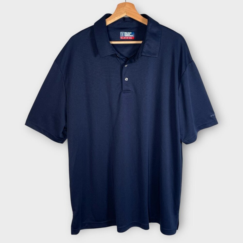 🦜 PGA Tour Course Essentials Polo Men's XXL (2XL) Golf Performance Outdoor Navy